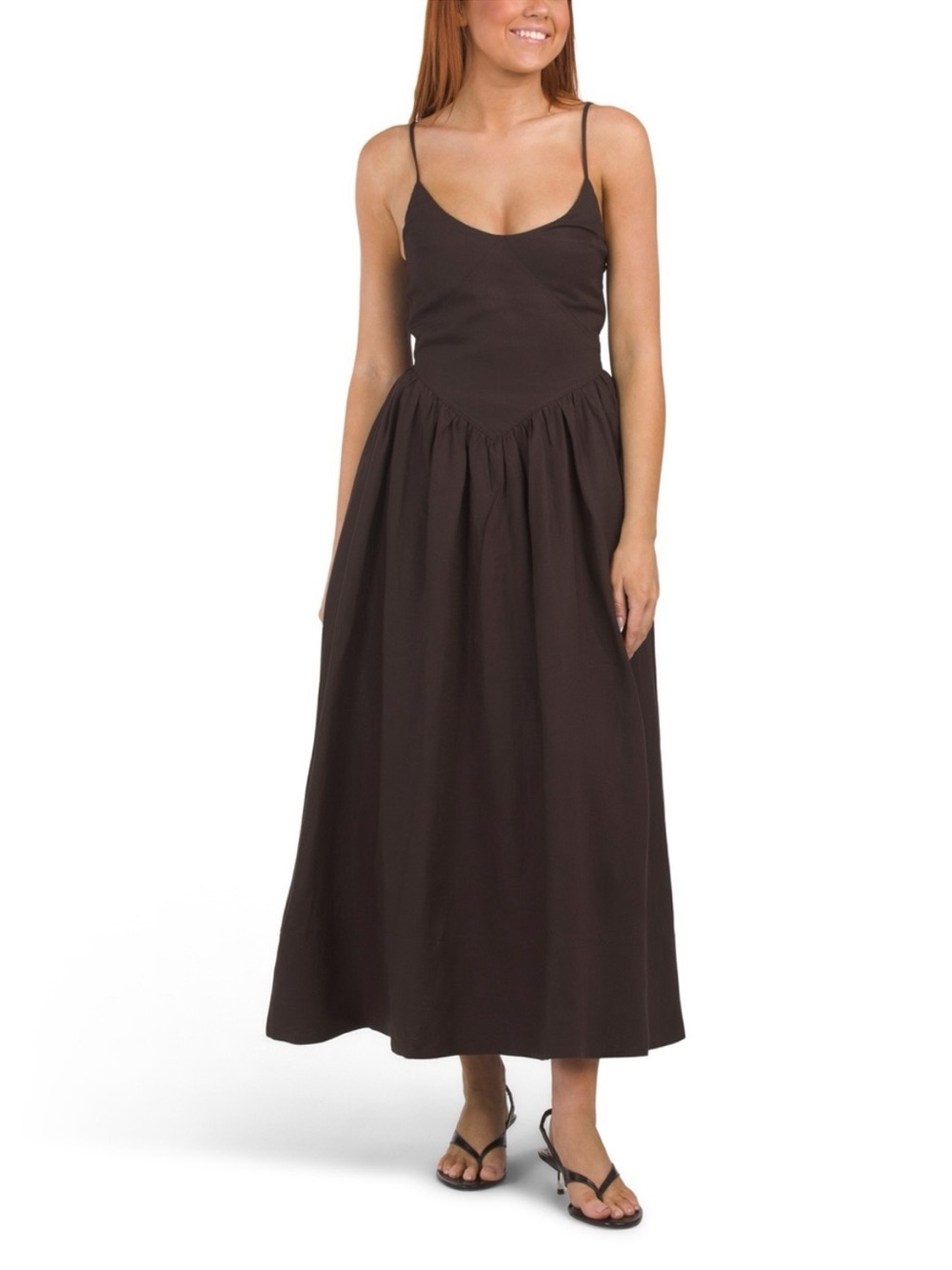 Torn by Ronny Kobo Dark Chocolate Spaghetti-Strap Maxi Dress